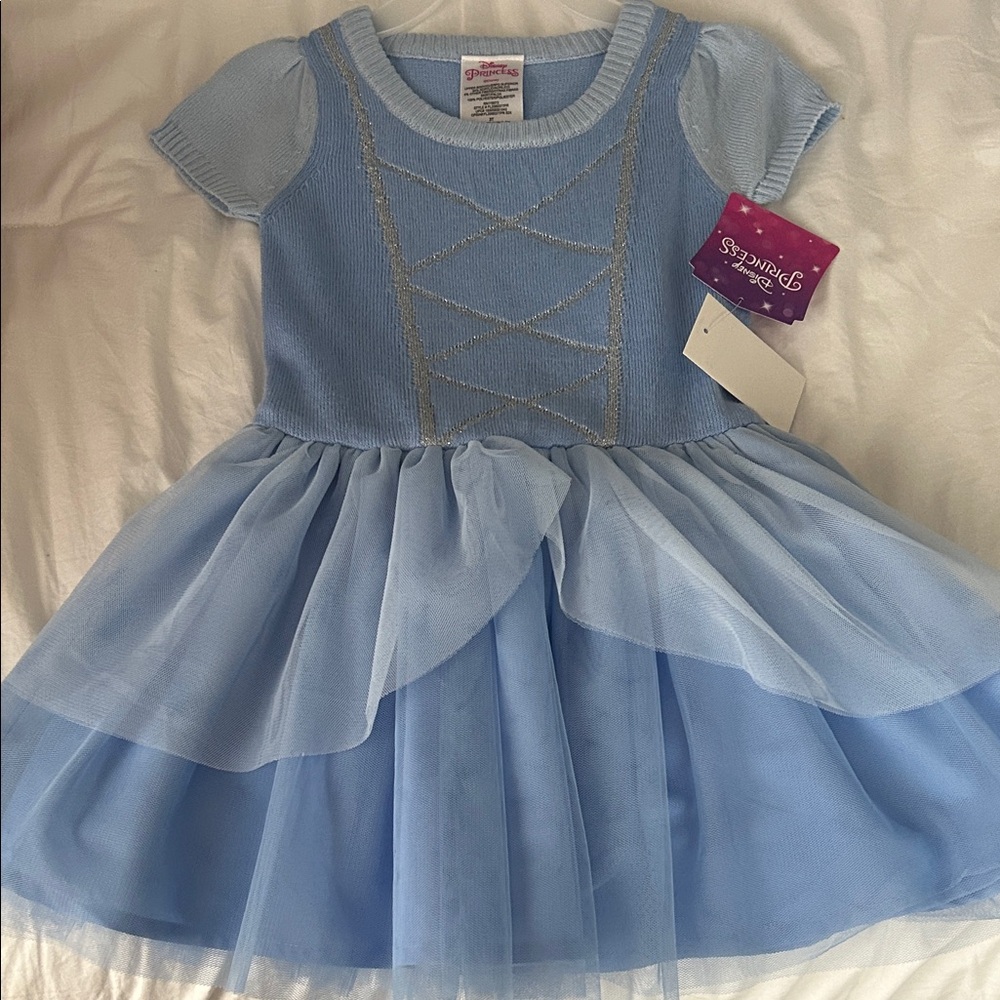 Disney Light Blue Princess Dress with Tulle Overlay